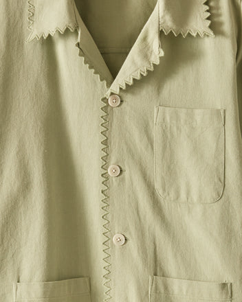 Zig-Zag Hem Long Sleeve Shirt - Mint SHIRT BODE New York