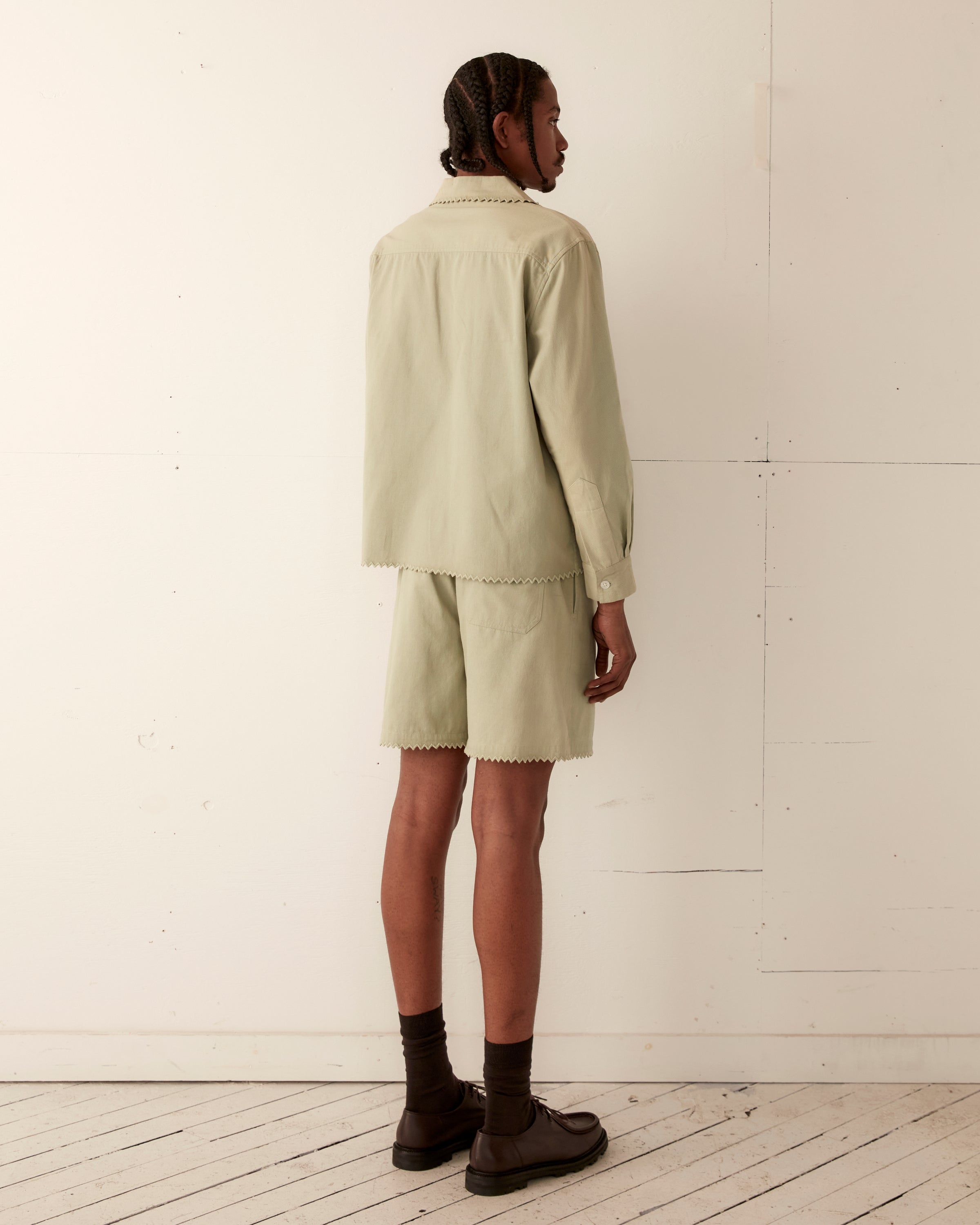 Zig-Zag Hem Long Sleeve Shirt - Mint – BODE